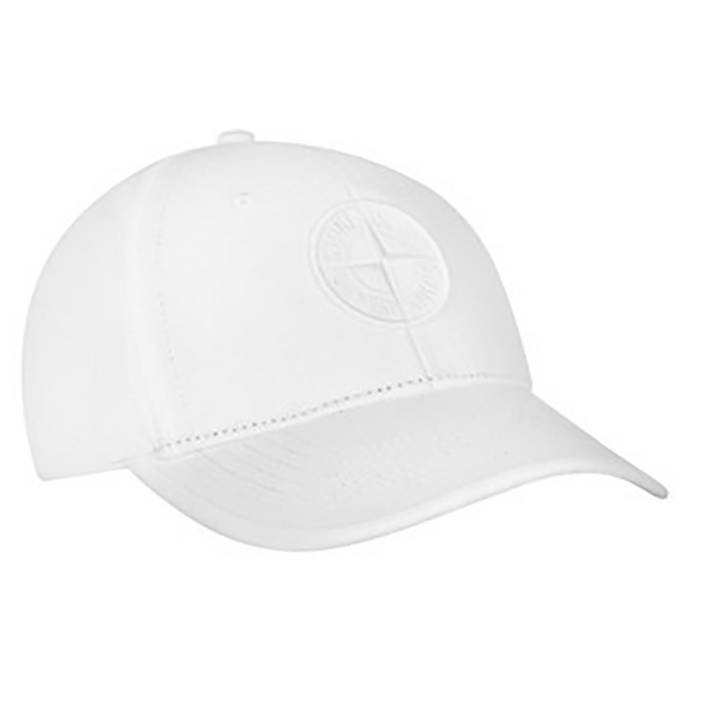 STONE ISLAND JUNIOR COTTON CAP IN WHITE - Designer Cartelz