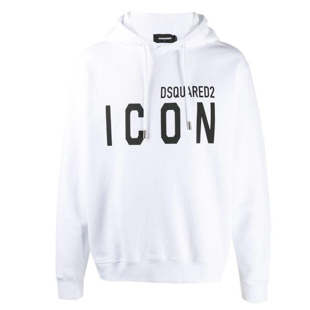 Dsquared2 Men's ICON Print Hooded Sweatshirt White - Designer Cartelz